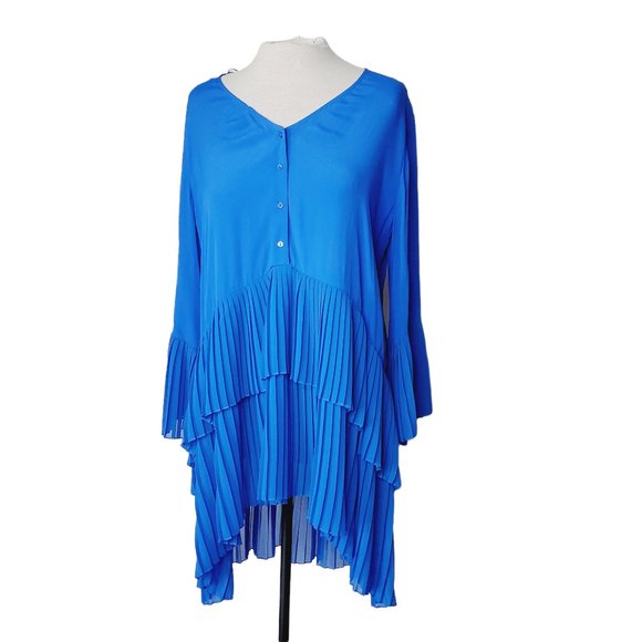 Zara Blue Pleated Mini Dress - Picture 2 of 11
